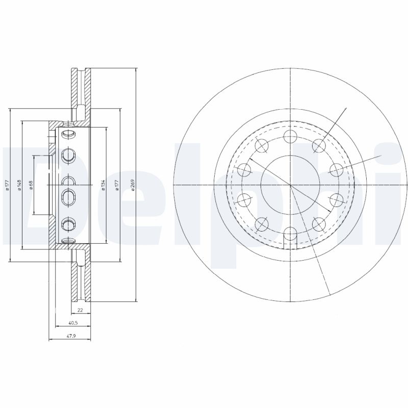 DELPHI Hátsó féktárcsa BG4058_DEL