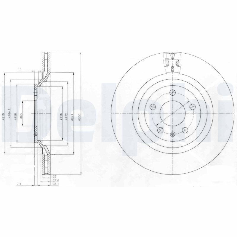 DELPHI Hátsó féktárcsa BG4087_DEL