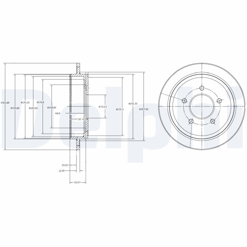 DELPHI Hátsó féktárcsa BG4121_DEL