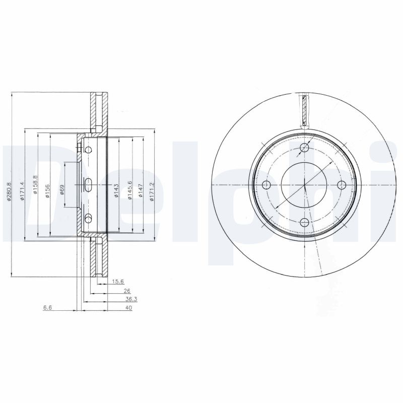 DELPHI Első féktárcsa BG4127_DEL