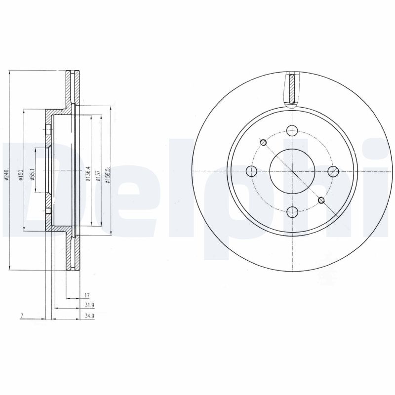 DELPHI Első féktárcsa BG4128_DEL