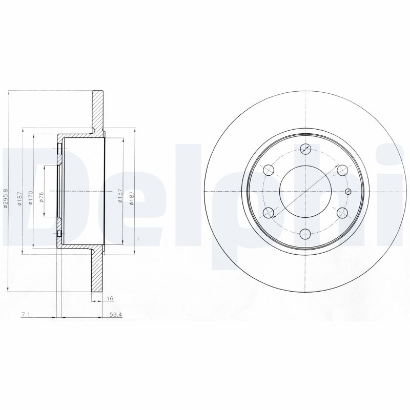 DELPHI Hátsó féktárcsa BG4165_DEL