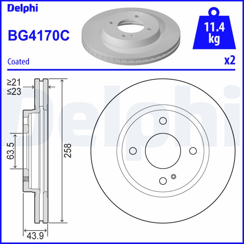 DELPHI Első féktárcsa BG4170C_DEL