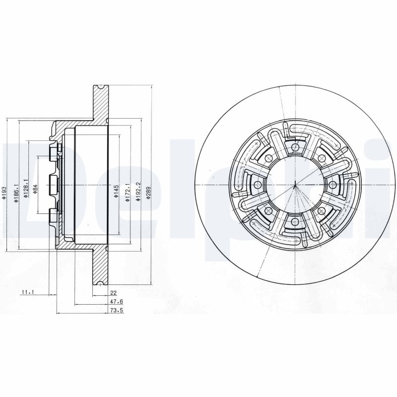 DELPHI Hátsó féktárcsa BG4171_DEL