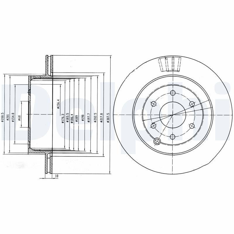 DELPHI Hátsó féktárcsa BG4174_DEL