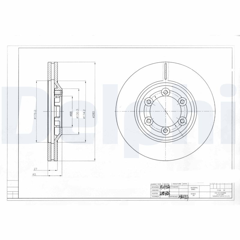 DELPHI Első féktárcsa BG4175_DEL