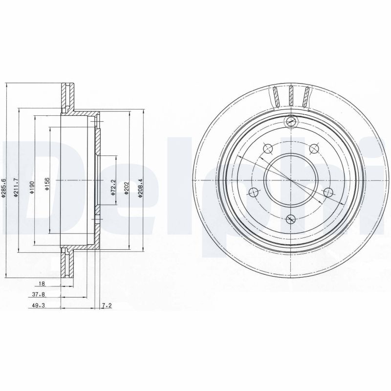 DELPHI Hátsó féktárcsa BG4177_DEL