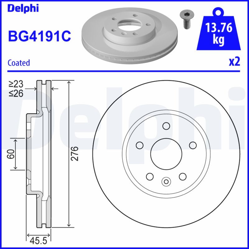 DELPHI Első féktárcsa BG4191C_DEL