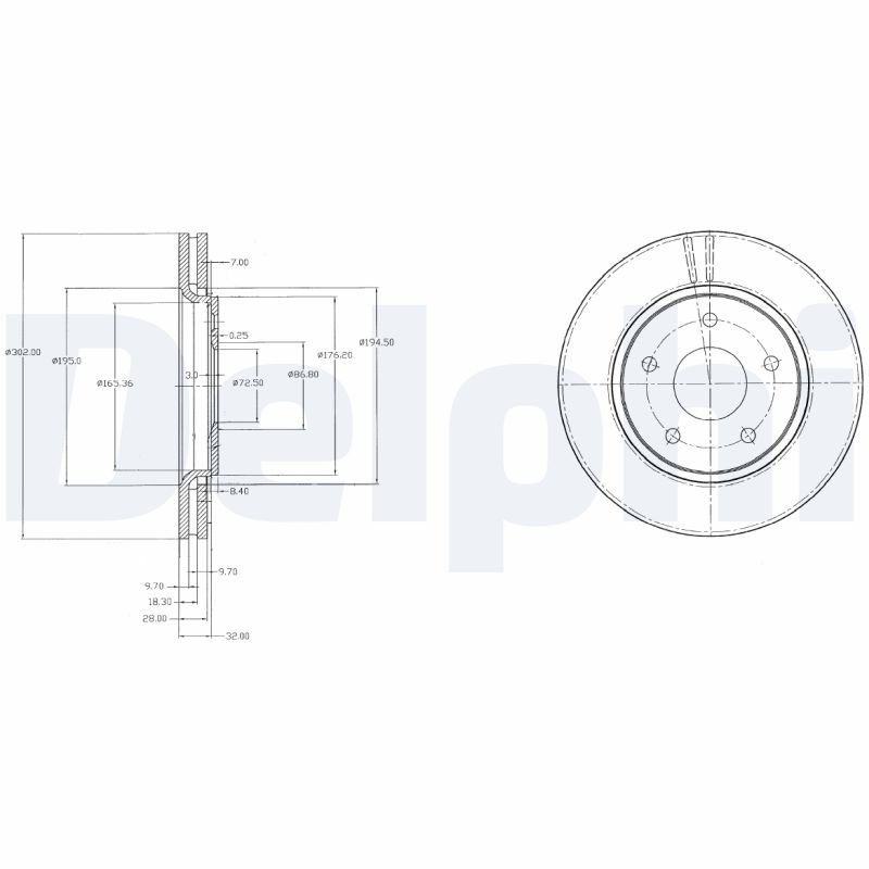 DELPHI Első féktárcsa BG4212_DEL