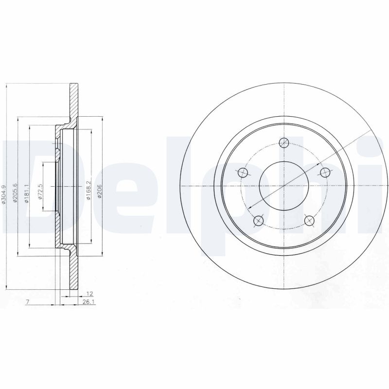 DELPHI Hátsó féktárcsa BG4247_DEL