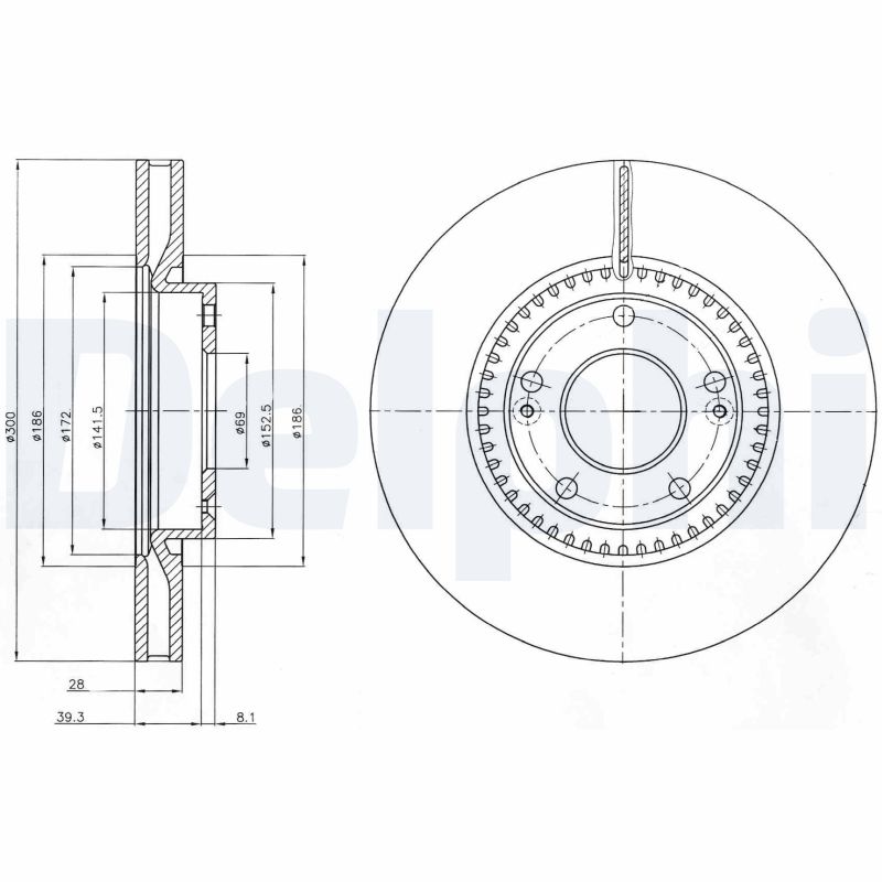 DELPHI Első féktárcsa BG4251_DEL