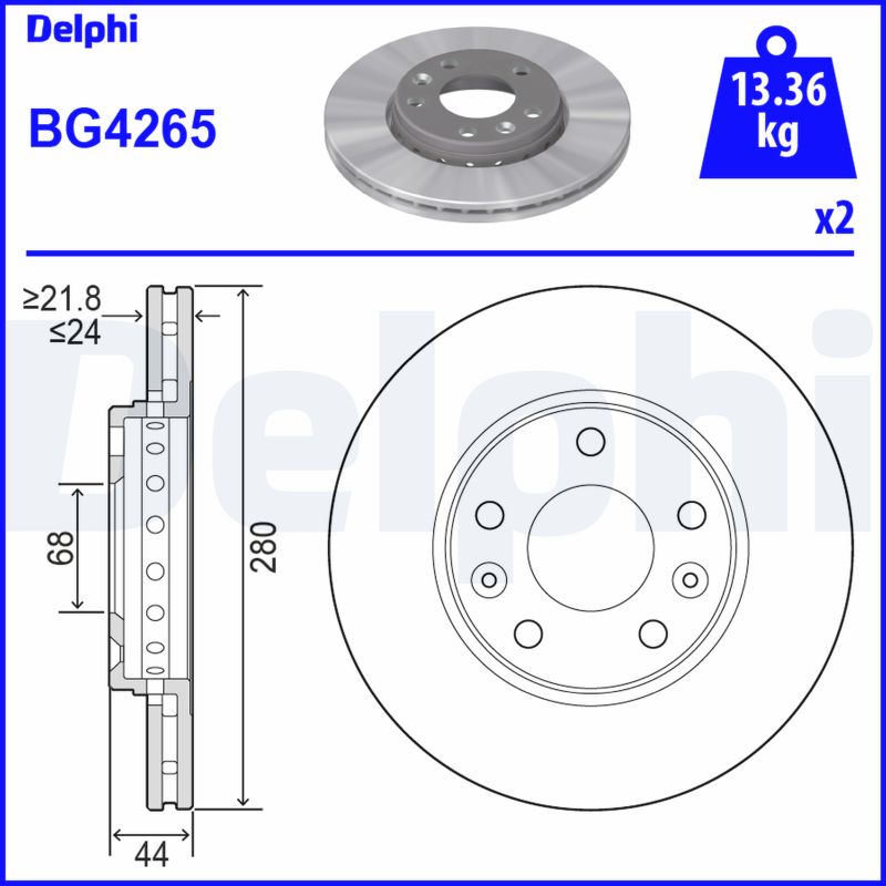 DELPHI BG4265_DEL Első féktárcsa