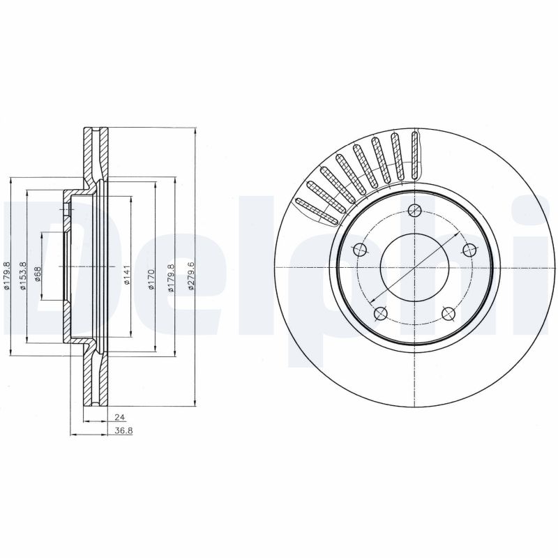 DELPHI Féktárcsa, mind BG4282C_DEL