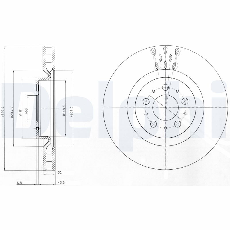 DELPHI Első féktárcsa BG4305C_DEL