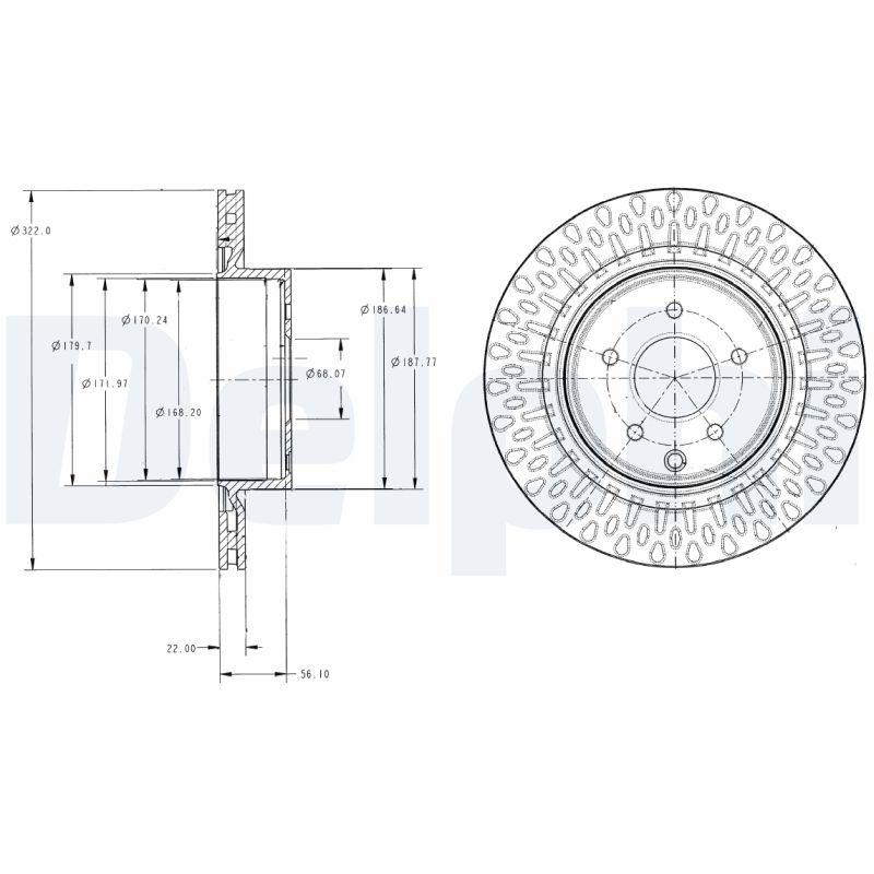 DELPHI Hátsó féktárcsa BG4307_DEL