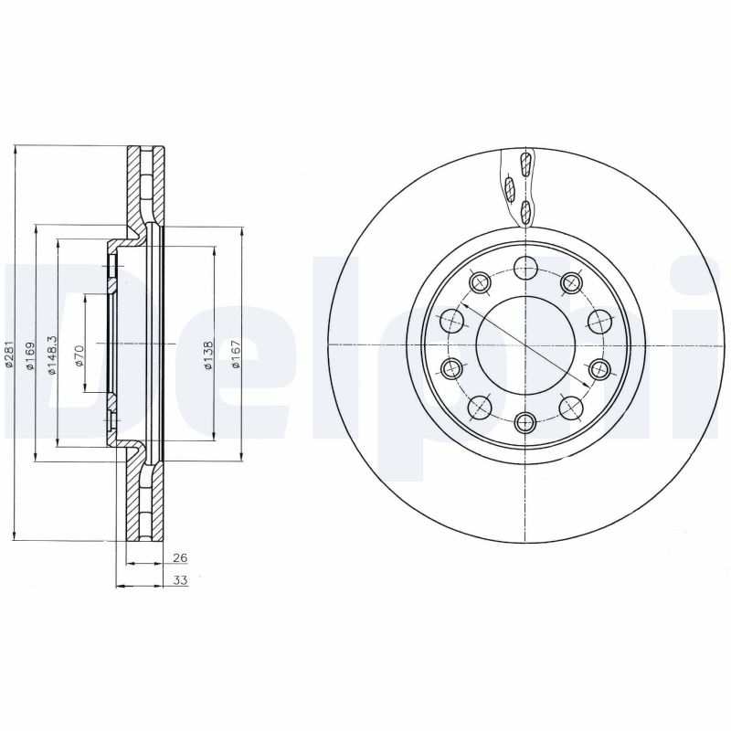 DELPHI Első féktárcsa BG4314_DEL