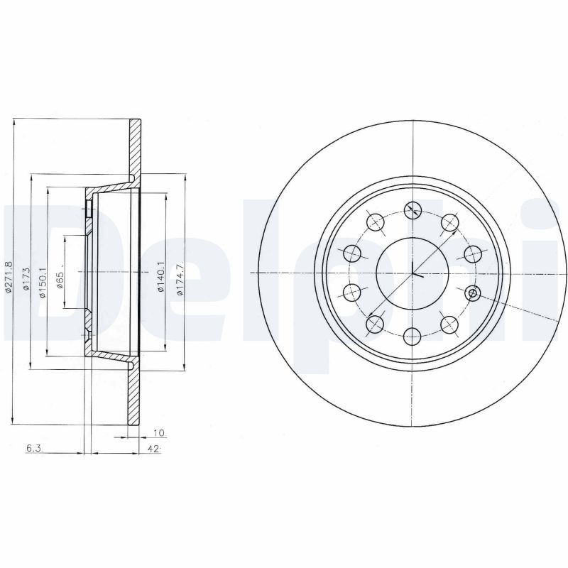 DELPHI Hátsó féktárcsa BG4324_DEL