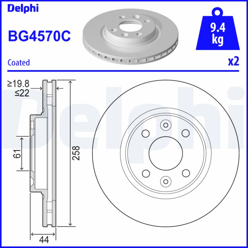 DELPHI Első féktárcsa BG4570C_DEL