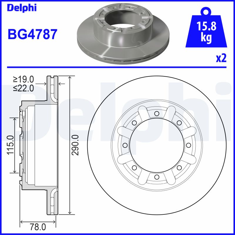 DELPHI Féktárcsa, mind BG4787_DEL