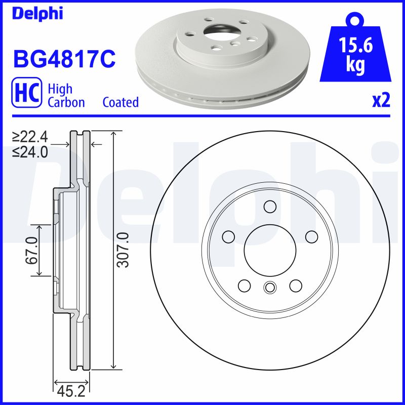 DELPHI Első féktárcsa BG4817C_DEL