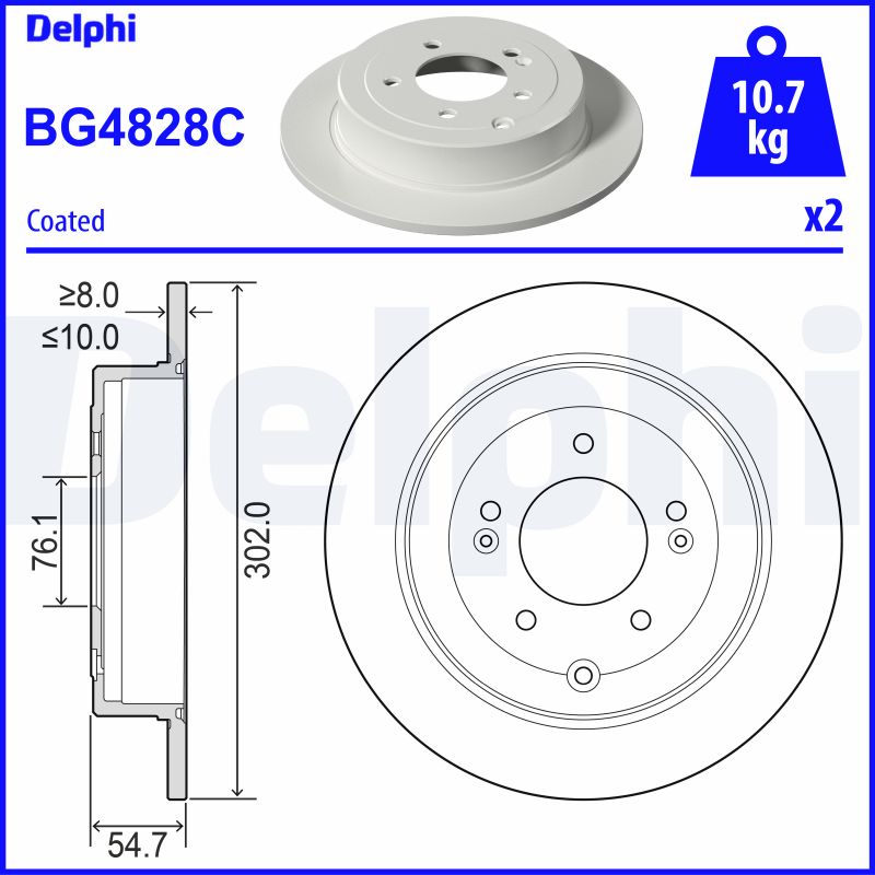 DELPHI Hátsó féktárcsa BG4828C_DEL