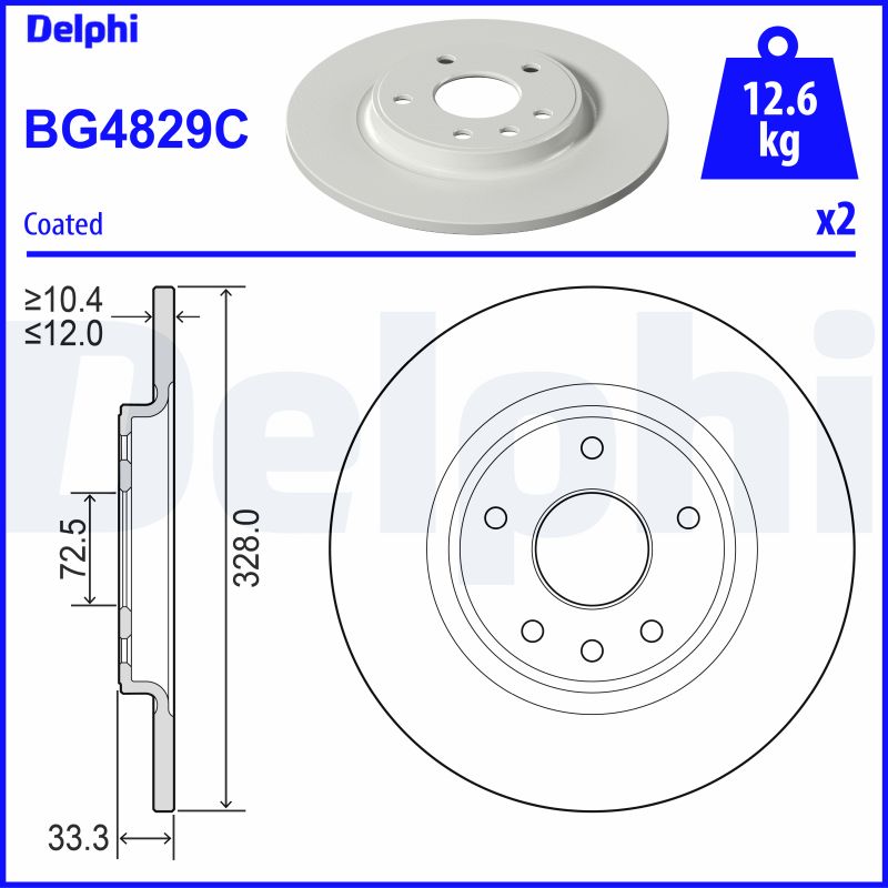 DELPHI Hátsó féktárcsa BG4829C_DEL