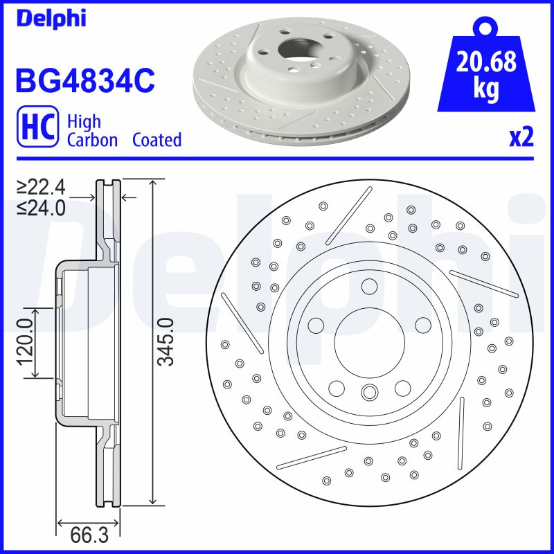 DELPHI Hátsó féktárcsa BG4834C_DEL