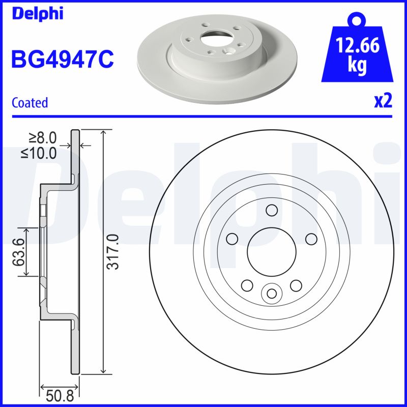 DELPHI Hátsó féktárcsa BG4947C_DEL