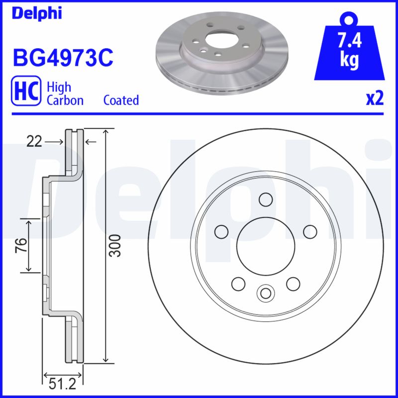 DELPHI Hátsó féktárcsa BG4973C_DEL