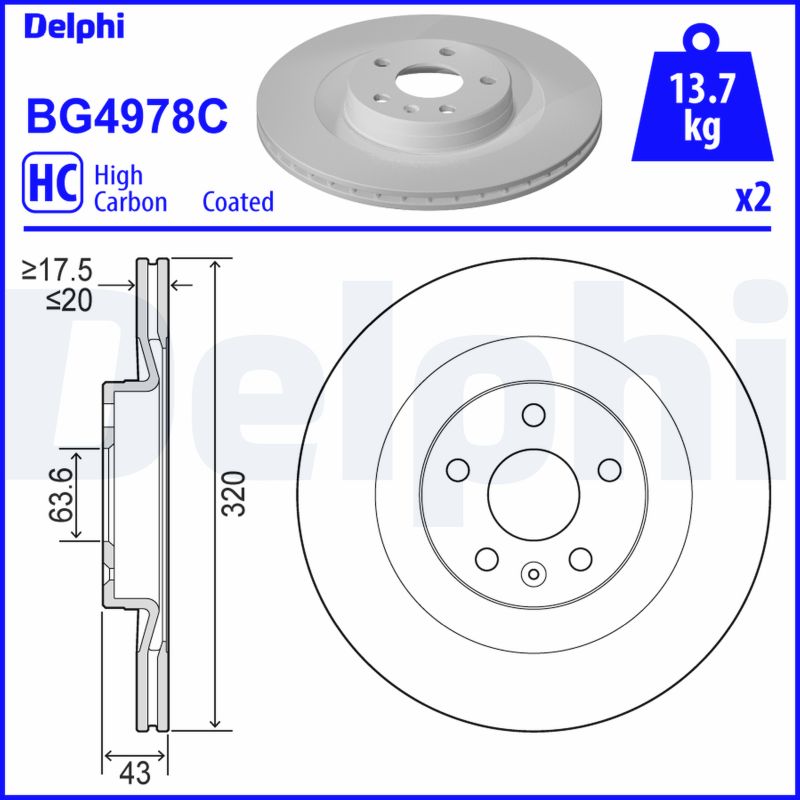 DELPHI Hátsó féktárcsa BG4978C_DEL