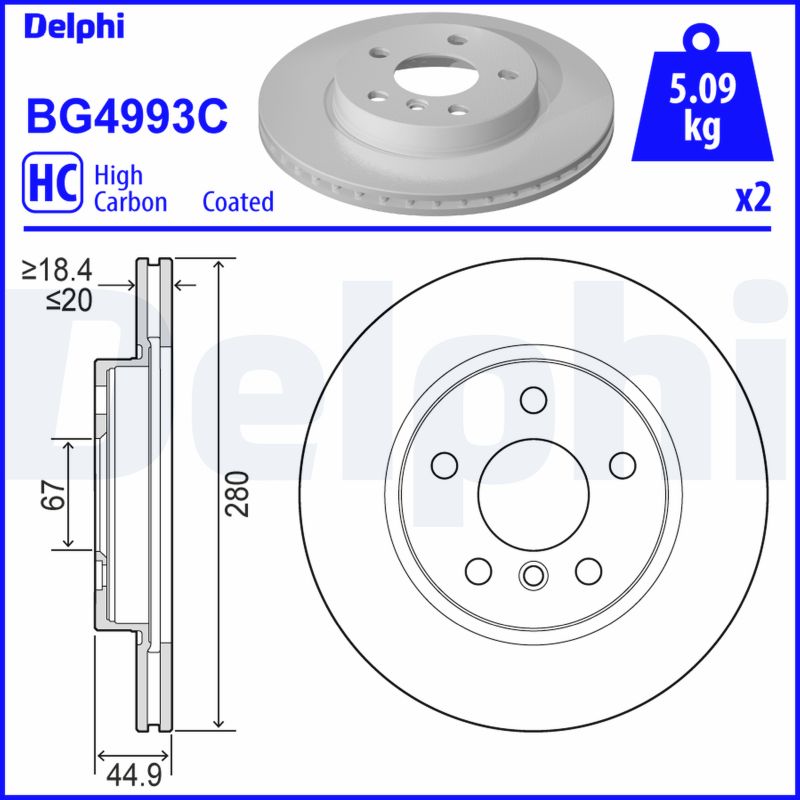 DELPHI Féktárcsa, mind BG4993C_DEL