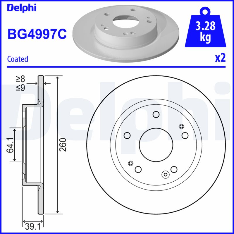 DELPHI Hátsó féktárcsa BG4997C_DEL