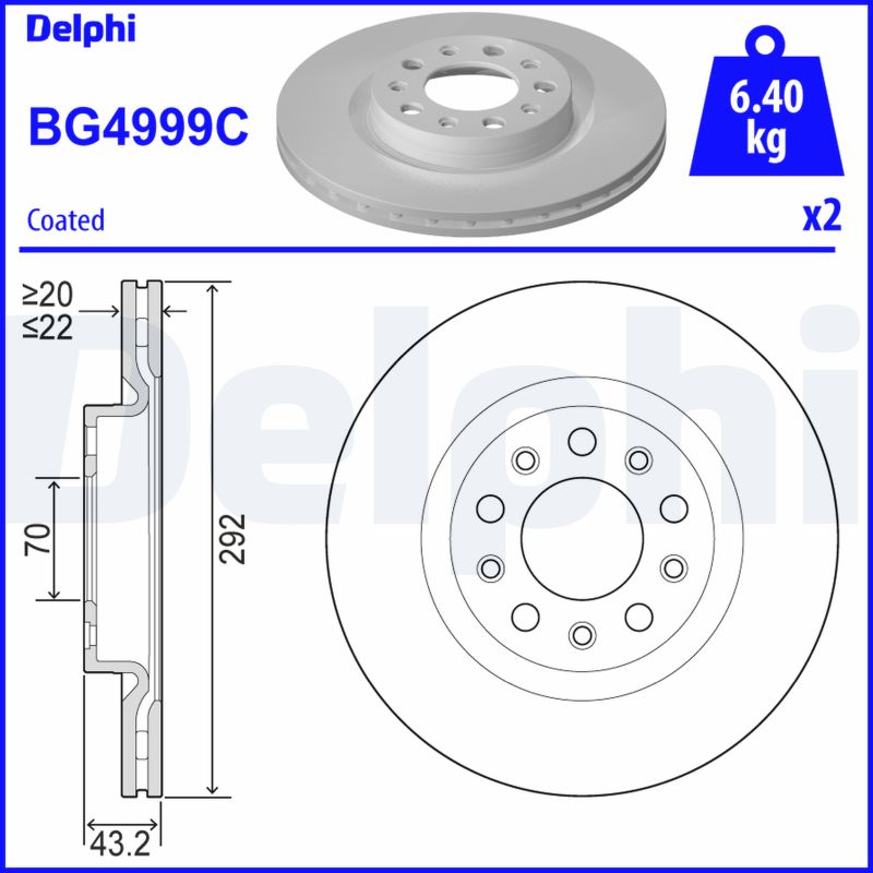 DELPHI Féktárcsa, mind BG4999C_DEL