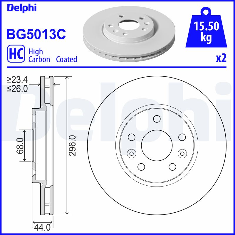 DELPHI Első féktárcsa BG5013C_DEL