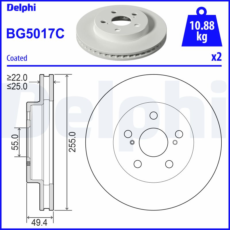 DELPHI Féktárcsa, mind BG5017C_DEL