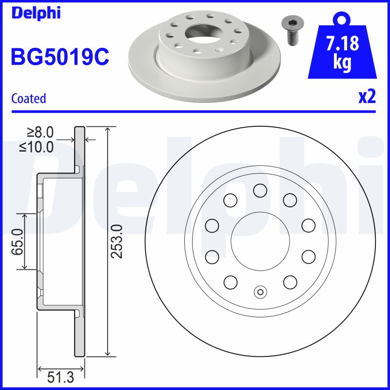 DELPHI Féktárcsa, mind BG5019C_DEL