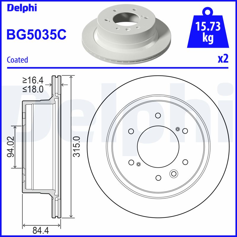 DELPHI Féktárcsa, mind BG5035C_DEL