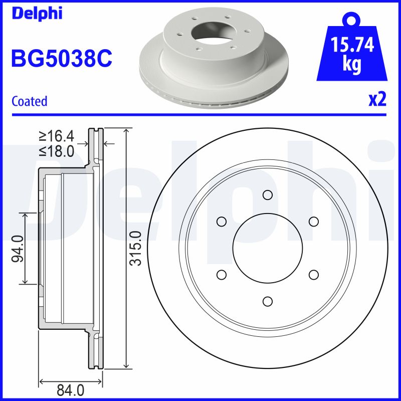 DELPHI Féktárcsa, mind BG5038C_DEL