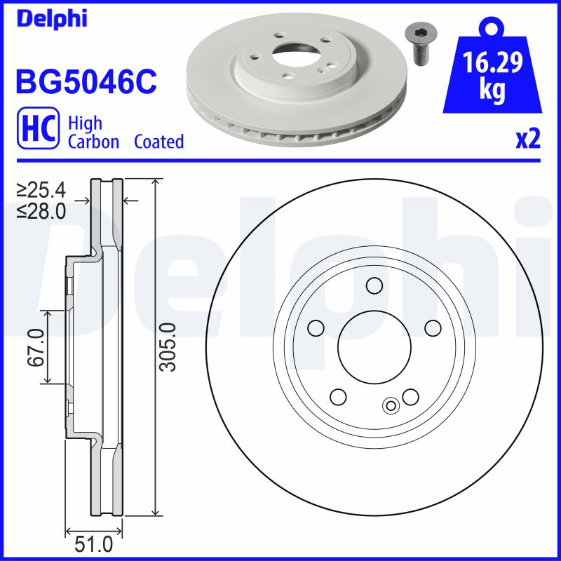 DELPHI Első féktárcsa BG5046C_DEL