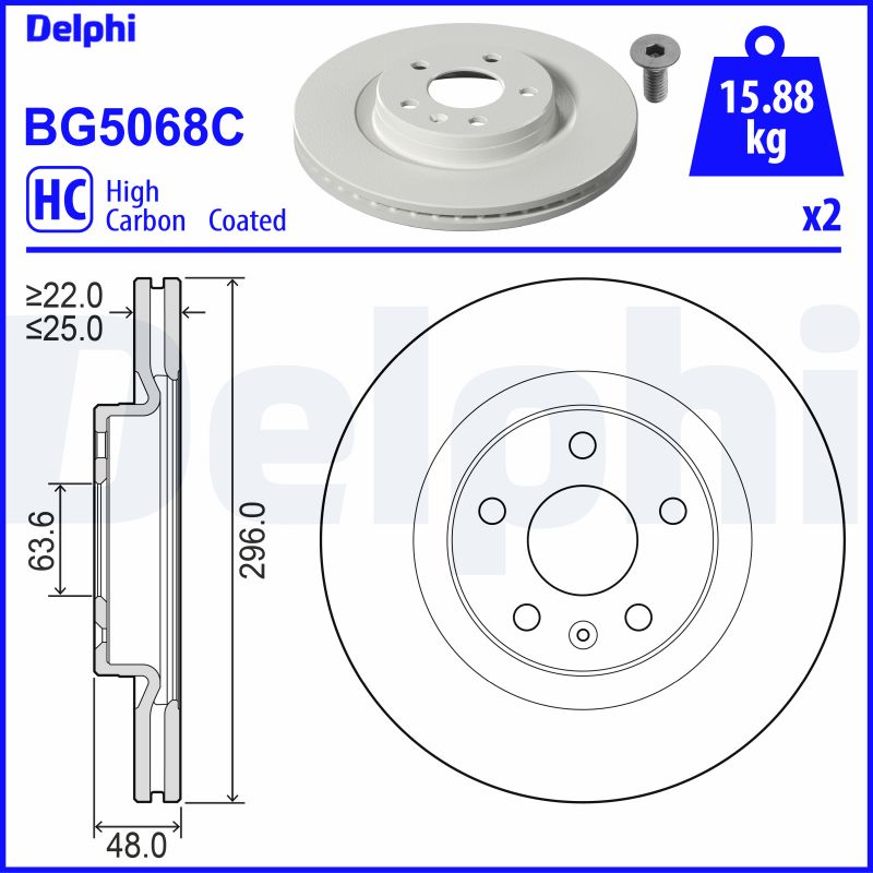 DELPHI Első féktárcsa BG5068C_DEL