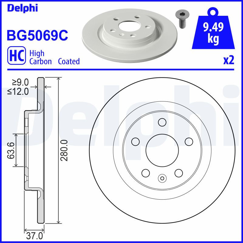 DELPHI Féktárcsa, mind BG5069C_DEL