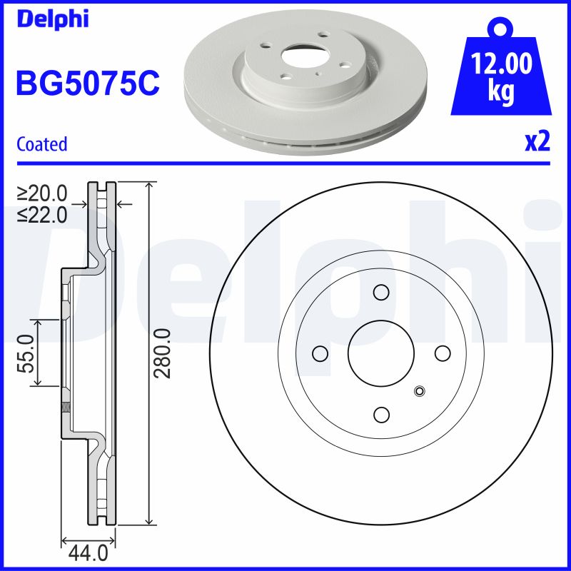 DELPHI Féktárcsa, mind BG5075C_DEL