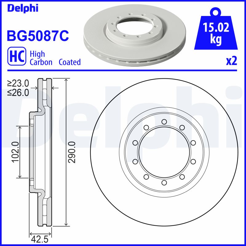 DELPHI Féktárcsa, mind BG5087C_DEL