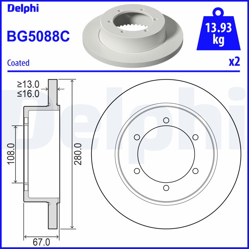 DELPHI Féktárcsa, mind BG5088C_DEL