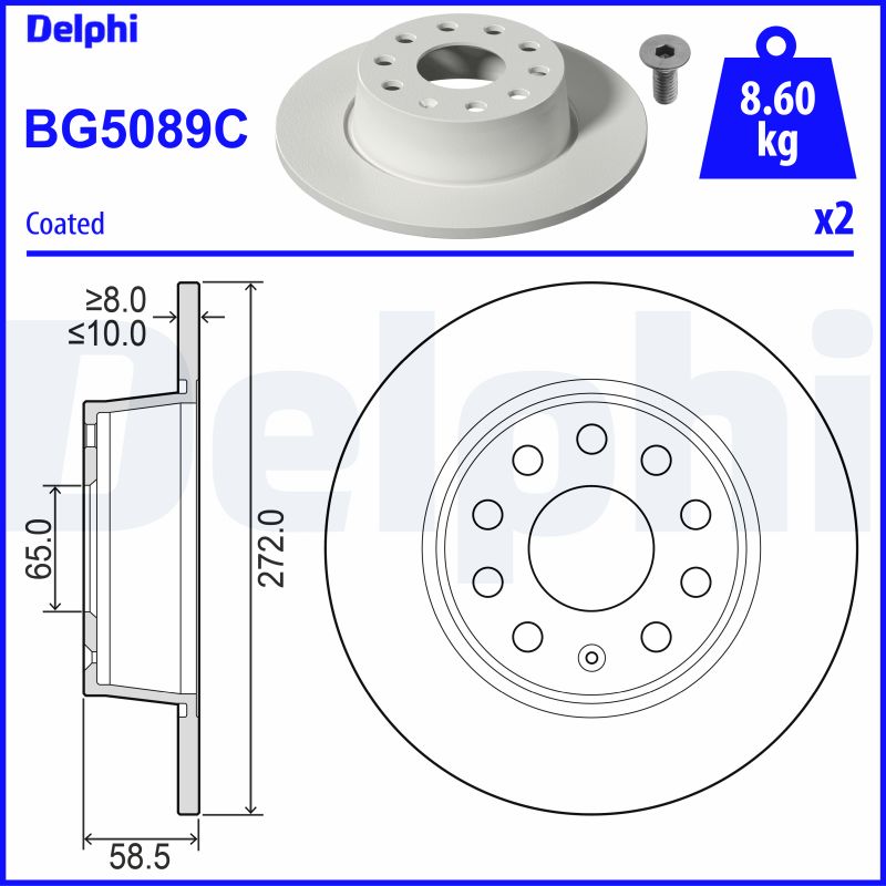 DELPHI Féktárcsa, mind BG5089C_DEL