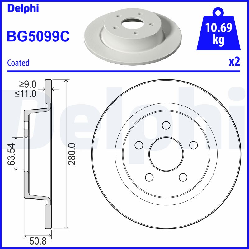 DELPHI Féktárcsa, mind BG5099C_DEL