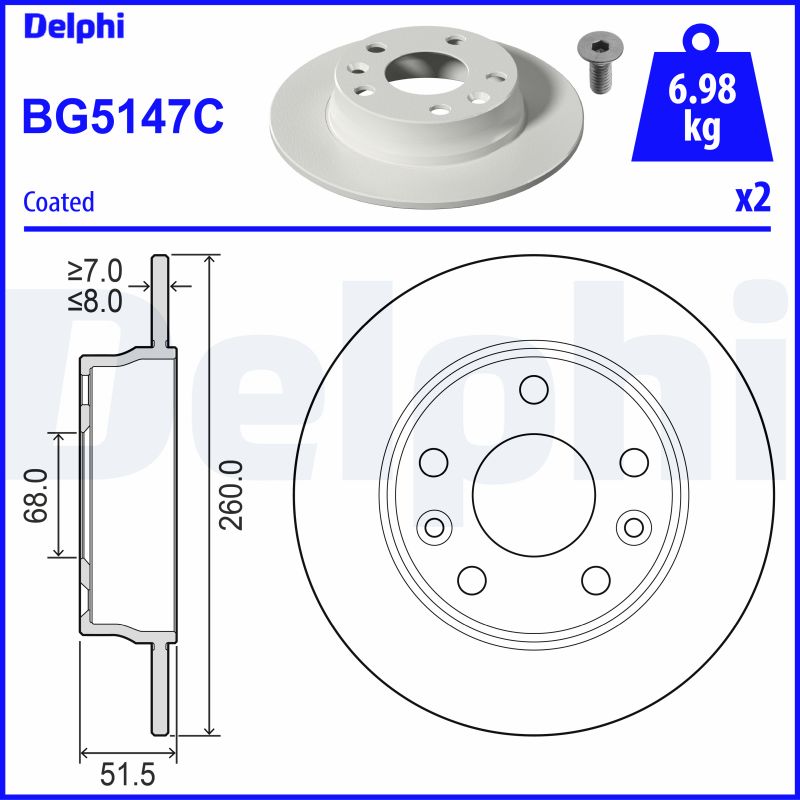 DELPHI Féktárcsa, mind BG5147C_DEL