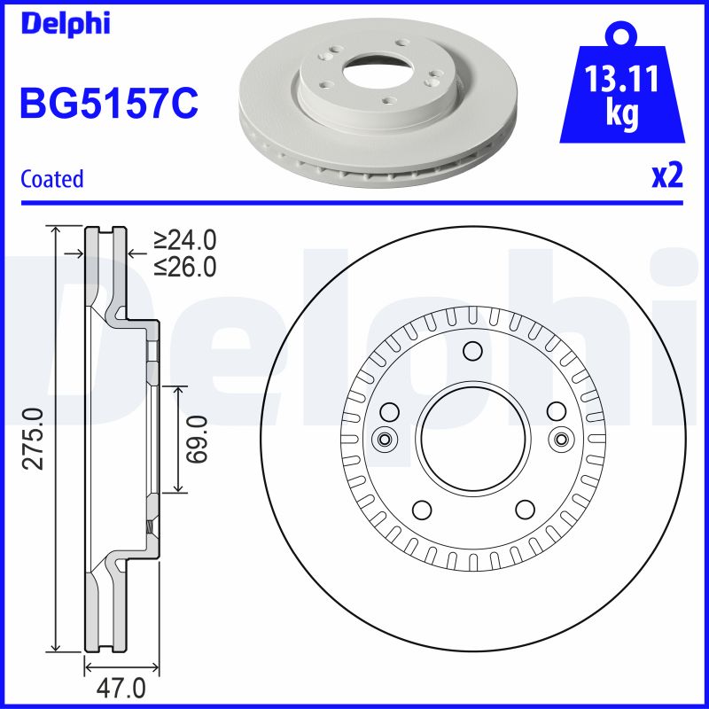 DELPHI Féktárcsa, mind BG5157C_DEL