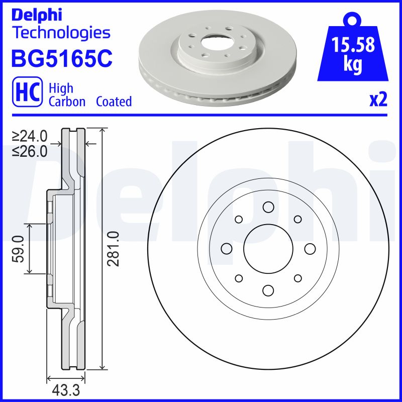 DELPHI Féktárcsa, mind BG5165C_DEL