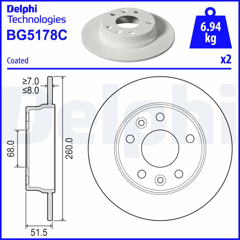 DELPHI Féktárcsa, mind BG5178C_DEL